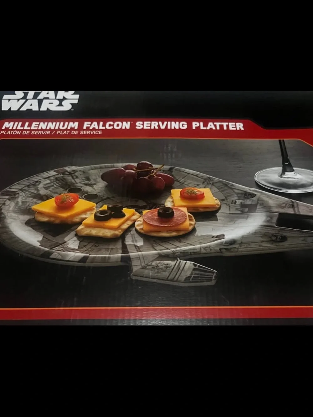 NWT Star Wars Millennium Falcon Platter in Gray with Red Accents